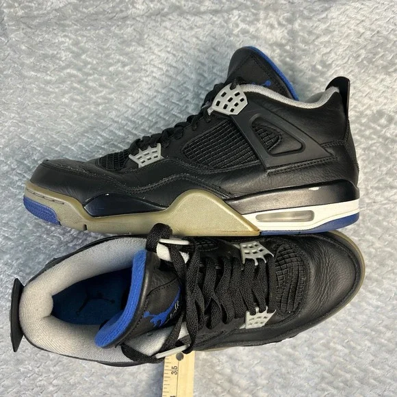Men's Nike Air Jordan Retro 4 'Motorsport Alternate' 308497-006 Black Blue Sz 10 - Picture 6 of 12